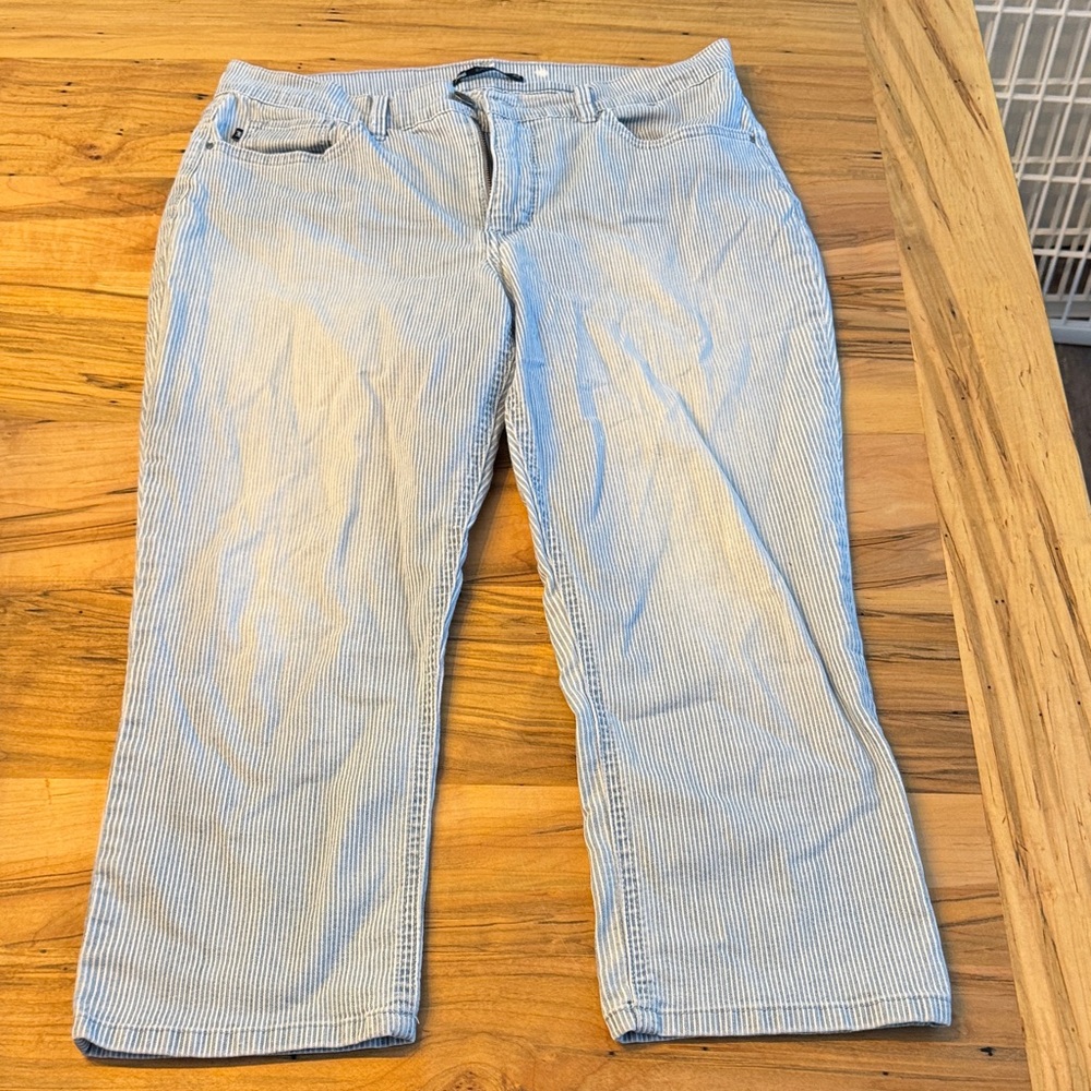 Lee Women's Light Blue Pinstripe Straight Leg Jeans